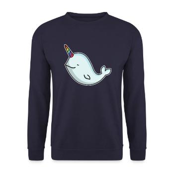 Narval de baleine Licorne avec cadeau de corne de licorne - Sweat-shirt Unisexe - marine - Devant - Alina (178cm) & Michal (187cm)