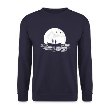 Dad Father and Son Fishing Together Moonlight 8 - Unisex Sweatshirt - navy - Front - Alina (178cm) & Michal (187cm)