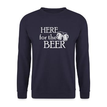 Here for the beer - Unisex Sweatshirt - navy - Front - Alina (178cm) & Michal (187cm)