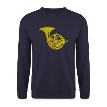 Horn - Unisex Sweatshirt - navy - Front - Alina (178cm) & Michal (187cm)
