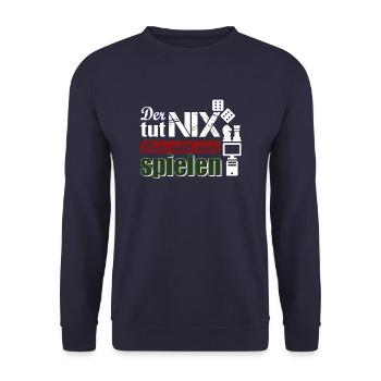 DerWillNurSpielenPur - Unisex Pullover - Navy - Vorne - Alina (178cm) & Michal (187cm)