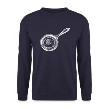 Spiegelei Pfanne - Unisex Pullover - Navy - Vorne - Alina (178cm) & Michal (187cm)