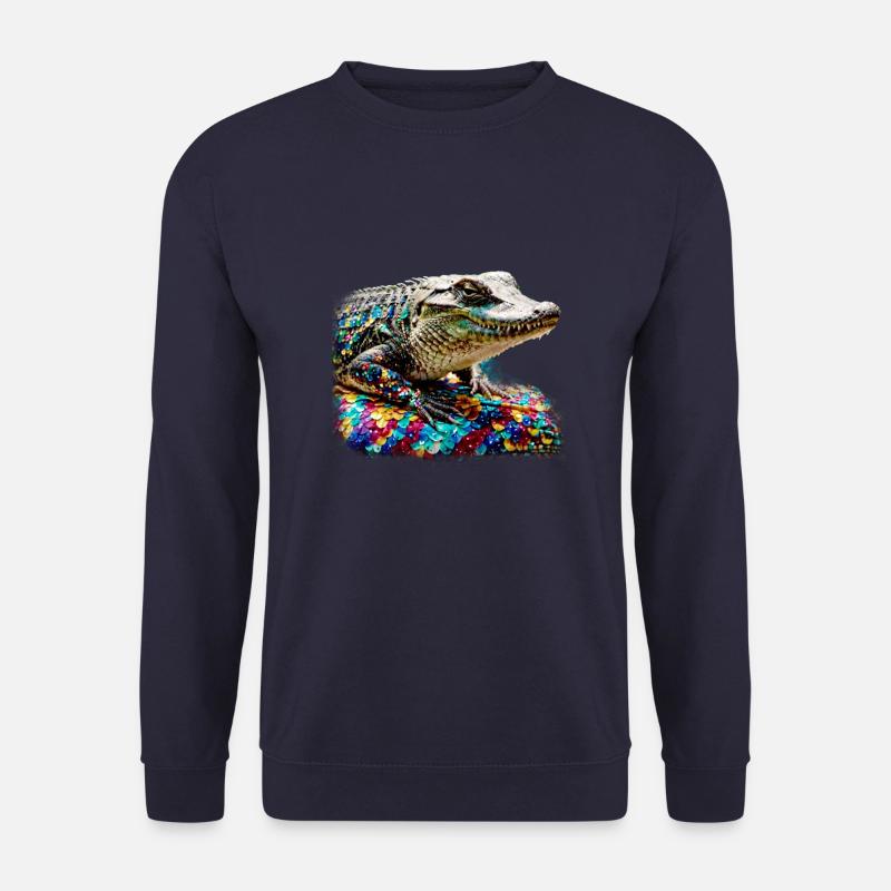 krokodil,bunt,pailetten,graffiti,gold,metallic - Unisex Pullover - Navy