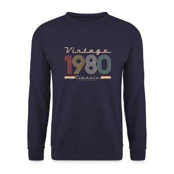 Vintage classique 1980 pseudo rétro année de naissance - Sweat-shirt Unisexe - marine - Devant - Alina (178cm) & Michal (187cm)