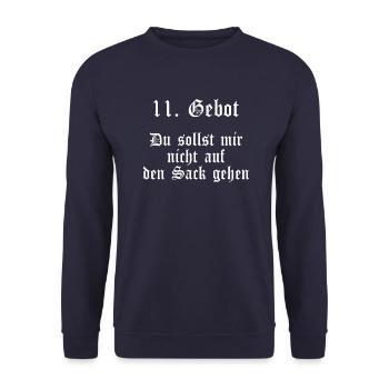 11 Gebot Du sollst mir nicht auf den Sack gehen - Unisex Pullover - Navy - Vorne - Alina (178cm) & Michal (187cm)