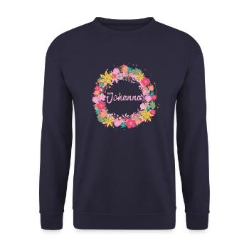 johanna ,flowers,flower wreath,floral,illustrati - Unisex Sweatshirt - navy - Front - Alina (178cm) & Michal (187cm)