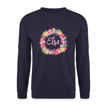 Elsa ,blumen,blumenkranz,floral,illustration - Unisex Pullover - Navy - Vorne - Alina (178cm) & Michal (187cm)