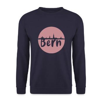 Bern, skyline, circle, purple, silhouette, brown - Unisex Sweatshirt - navy - Front - Alina (178cm) & Michal (187cm)