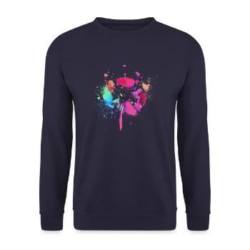 Blume,Pusteblume,bunt,aquarell,malerei,art - Unisex Pullover - Navy - Vorne - Alina (178cm) & Michal (187cm)