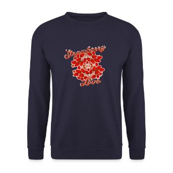 strawberry love,strawberry,strawberries,retro,vintage - Unisex Sweatshirt - navy - Front - Alina (178cm) & Michal (187cm)