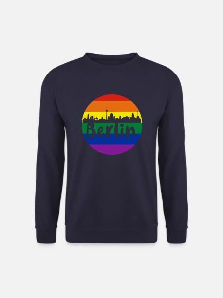 Berlin,skyline,bunt,scherenschnitt,Kreis,logo,LGBT - Unisex Pullover - Navy