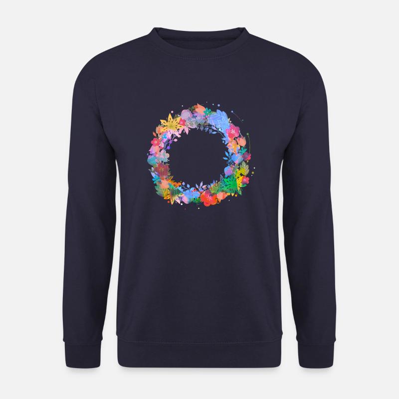 blumenkranz,leer, kranz,graffti,bunt,blumen - Unisex Pullover - Navy