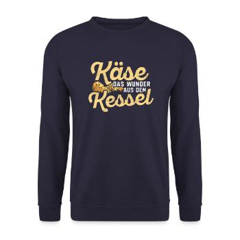 Käse Käse Wunder aus dem Kessel Käser Geschenk - Unisex Pullover - Navy - Vorne - Alina (178cm) & Michal (187cm)