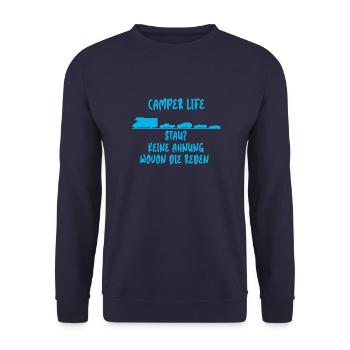 Camper Leben - Unisex Pullover - Navy - Vorne - Alina (178cm) & Michal (187cm)
