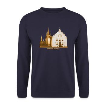 Werder Havel, Old Town Hall, Church Brandenburg - Unisex Sweatshirt - navy - Front - Alina (178cm) & Michal (187cm)