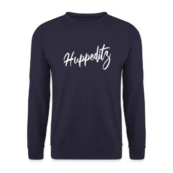 Westerwald Spruch Geschenk - Hui Wäller - Unisex Pullover - Navy - Vorne - Alina (178cm) & Michal (187cm)
