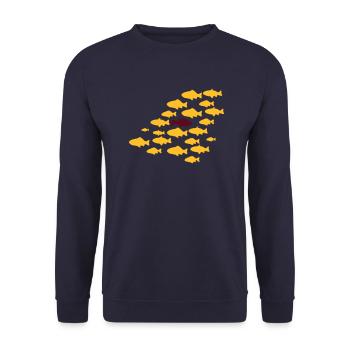 Gegen den Strom Schwimmen - Unisex Pullover - Navy - Vorne - Alina (178cm) & Michal (187cm)