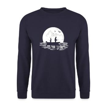 Dad father and son fishing together moonlight 4 - Unisex Sweatshirt - navy - Front - Alina (178cm) & Michal (187cm)