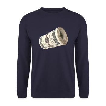 Money Roll - Cash Roll - One Hundred Dollar Bills - Unisex Sweatshirt - navy - Front - Alina (178cm) & Michal (187cm)