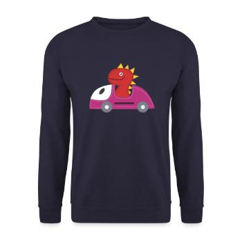 Red dinosaur and pink swagg car - Unisex Sweatshirt - navy - Front - Alina (178cm) & Michal (187cm)