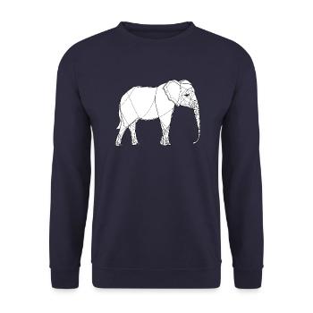 Dessin au trait fin éléphant sur blanc - Sweat-shirt Unisexe - marine - Devant - Alina (178cm) & Michal (187cm)