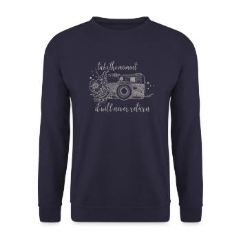 take the moment - Unisex Sweatshirt - navy - Front - Alina (178cm) & Michal (187cm)