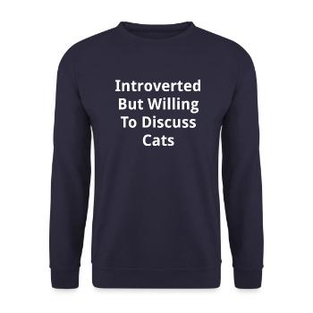 introverti mais prêt à discuter des chats - Sweat-shirt Unisexe - marine - Devant - Alina (178cm) & Michal (187cm)