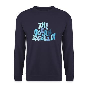 The ocean is calling - Unisex Pullover - Navy - Vorne - Alina (178cm) & Michal (187cm)
