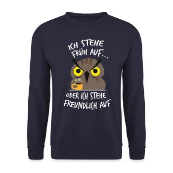 Nachteule Frühaufsteher Kaffee - Unisex Pullover - Navy - Vorne - Alina (178cm) & Michal (187cm)