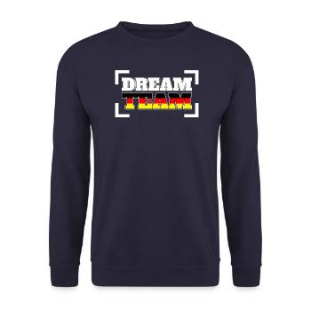 DREAM TEAM Deutschland Fahne - Unisex Pullover - Navy - Vorne - Alina (178cm) & Michal (187cm)