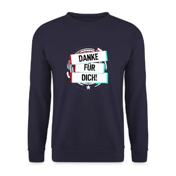 Danke Für Dich! - Danke, dass Du da bist. - Unisex Pullover - Navy - Vorne - Alina (178cm) & Michal (187cm)