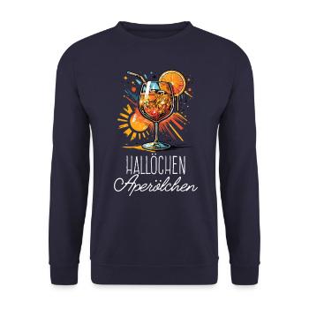 Hallöchen Aperölchen Cocktail Sommerparty Shirt - Unisex Pullover - Navy - Vorne - Alina (178cm) & Michal (187cm)