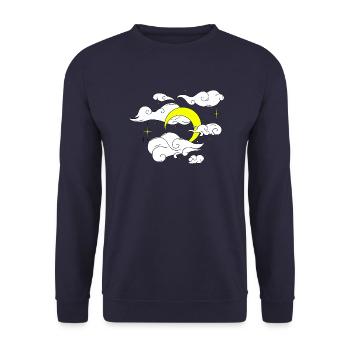Mond im Sternenhimmel - Unisex Pullover - Navy - Vorne - Alina (178cm) & Michal (187cm)