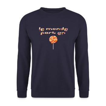 Die Welt geht zum Lutscher - Unisex Pullover - Navy - Vorne - Alina (178cm) & Michal (187cm)
