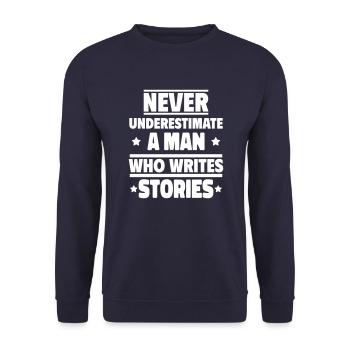 Un homme qui écrit des histoires - Sweat-shirt Unisexe - marine - Devant - Alina (178cm) & Michal (187cm)
