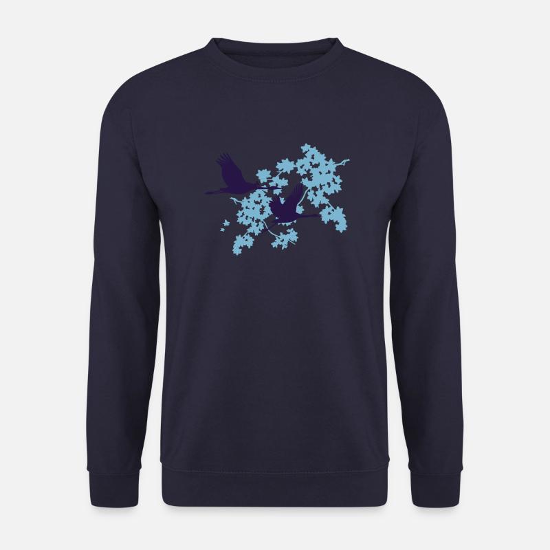 Flora und Fauna - 2 Kraniche - Unisex Pullover - Navy