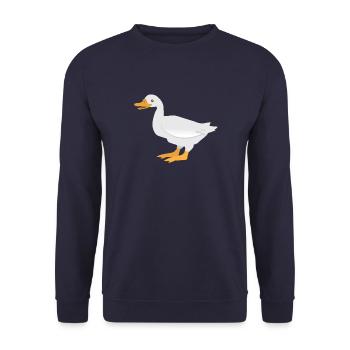 Stehende weiße Ente - Unisex Pullover - Navy - Vorne - Alina (178cm) & Michal (187cm)