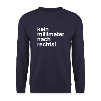 kein millimeter nach rechts! T-Shirt gegen rechts - Unisex Pullover - Navy - Vorne - Alina (178cm) & Michal (187cm)