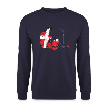 Denmark flag in the Denmark map EN - Unisex Sweatshirt - navy - Front - Alina (178cm) & Michal (187cm)