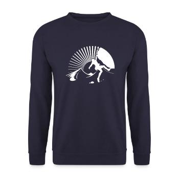 Berge Kletterer Natur Abenteuer - Unisex Pullover - Navy - Vorne - Alina (178cm) & Michal (187cm)