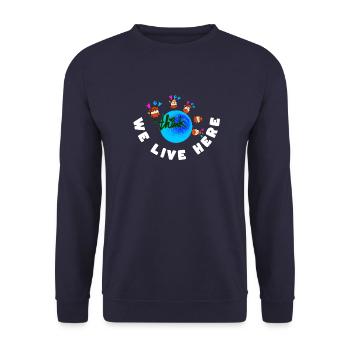 Erden Spruch - Unisex Pullover - Navy - Vorne - Alina (178cm) & Michal (187cm)