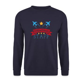 Chemtrail staff Geschenk Pilot Flugzeug Copilot - Unisex Pullover - Navy - Vorne - Alina (178cm) & Michal (187cm)