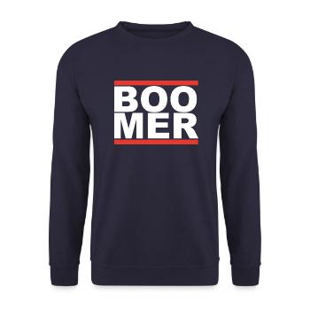 Boomer Baby-Boomer Internet-Meme - Unisex Pullover - Navy - Vorne - Alina (178cm) & Michal (187cm)