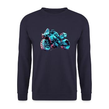 This is what a biker motorcycle of the future looks like - Unisex Sweatshirt - navy - Front - Alina (178cm) & Michal (187cm)