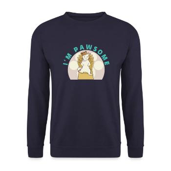 Chat mignon blanc - Sweat-shirt Unisexe - marine - Devant - Alina (178cm) & Michal (187cm)