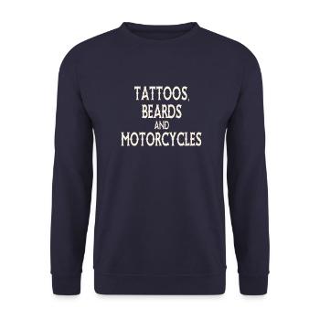Tattoos, Beards and Motorcycles - Unisex Pullover - Navy - Vorne - Alina (178cm) & Michal (187cm)