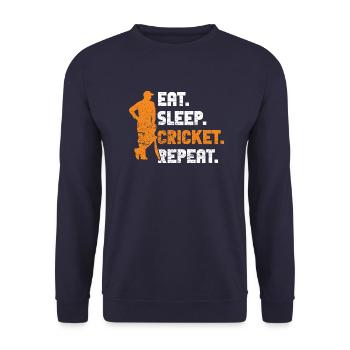 Lustiges Kricket Spruch Vintage Cricket Spiel - Unisex Pullover - Navy - Vorne - Alina (178cm) & Michal (187cm)