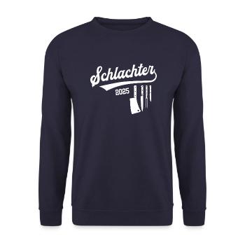 Schlachter 2025 Beruf Schlachterei Fleischer Azubi - Unisex Pullover - Navy - Vorne - Alina (178cm) & Michal (187cm)