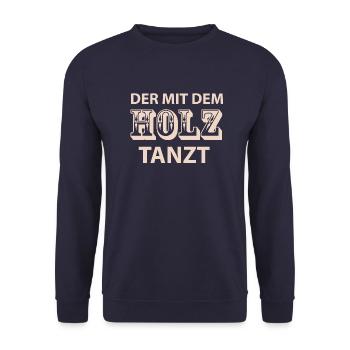 Der mit dem Holz tanzt - Unisex Pullover - Navy - Vorne - Alina (178cm) & Michal (187cm)