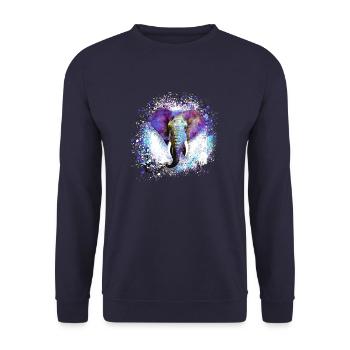 elephant,colorful,painting,colorful,watercolor,graffiti - Unisex Sweatshirt - navy - Front - Alina (178cm) & Michal (187cm)